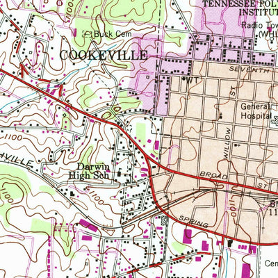 United States Geological Survey Cookeville West, TN (1953, 24000-Scale) digital map