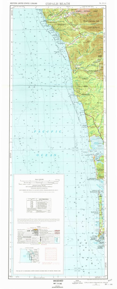 United States Geological Survey Copalis Beach, WA-OR (1957, 250000-Scale) digital map