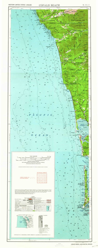 United States Geological Survey Copalis Beach, WA-OR (1963, 250000-Scale) digital map