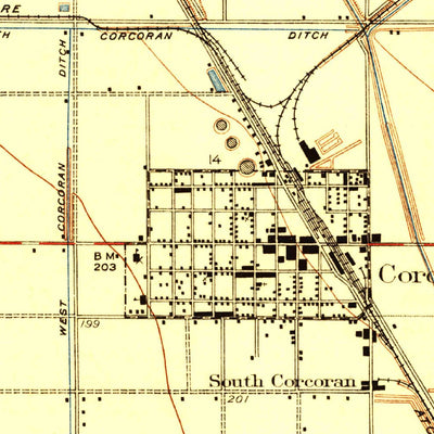 United States Geological Survey Corcoran, CA (1928, 31680-Scale) digital map