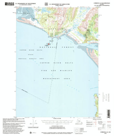 United States Geological Survey Cordova A-2, AK (1997, 63360-Scale) digital map