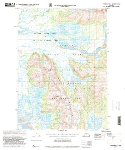 United States Geological Survey Cordova B-2, AK (1997, 63360-Scale) digital map