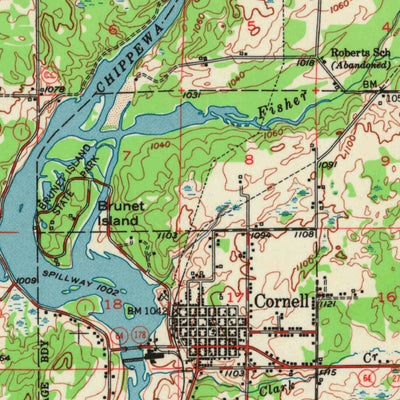 United States Geological Survey Cornell, WI (1951, 62500-Scale) digital map