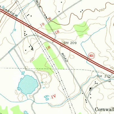 United States Geological Survey Cornwall West, ON-NY (1964, 24000-Scale) digital map