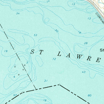 United States Geological Survey Cornwall West, ON-NY (1964, 24000-Scale) digital map