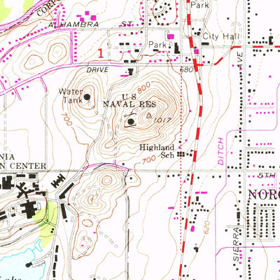 United States Geological Survey Corona North, CA (1967, 24000-Scale) digital map
