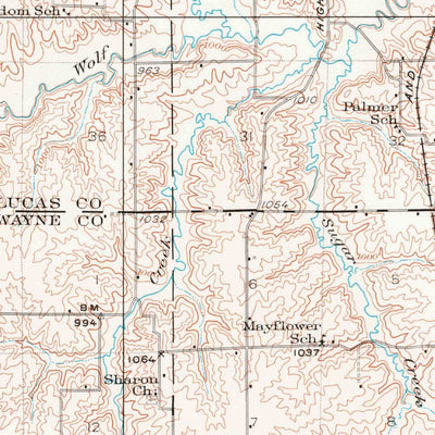 United States Geological Survey Corydon, IA (1934, 62500-Scale) digital map