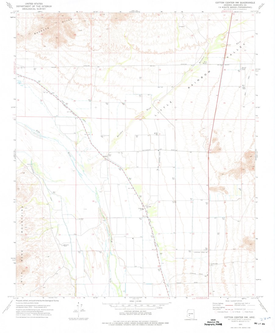 Cutton Map Cotton Center NW, AZ (1973, 24000-Scale) Map by United States ...