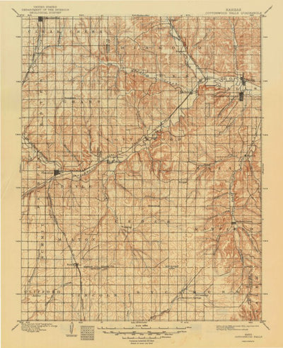 United States Geological Survey Cottonwood Falls, KS (1898, 125000-Scale) digital map