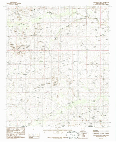 United States Geological Survey Cottonwood Hills, NM-TX (1985, 24000-Scale) digital map
