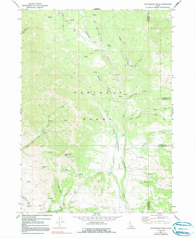 United States Geological Survey Cottonwood Peak, ID (1969, 24000-Scale) digital map