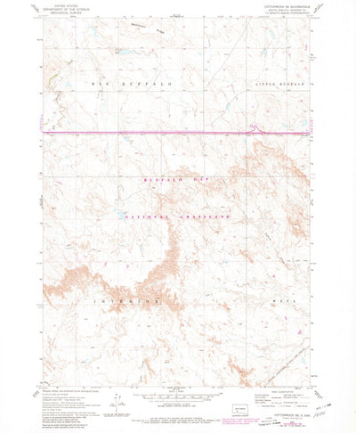 United States Geological Survey Cottonwood SE, SD (1961, 24000-Scale) digital map