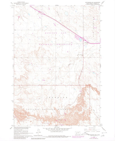 United States Geological Survey Cottonwood SW, SD (1960, 24000-Scale) digital map