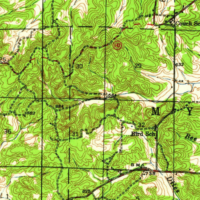 United States Geological Survey Couch, MO (1944, 62500-Scale) digital map