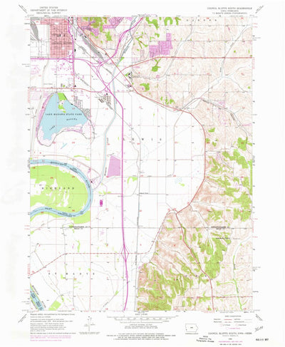 United States Geological Survey Council Bluffs South, IA-NE (1956, 24000-Scale) digital map