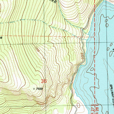 United States Geological Survey Courtright Reservoir, CA (V4, 1982) digital map