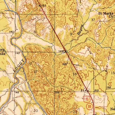 United States Geological Survey Coushatta, LA (1948, 62500-Scale) digital map