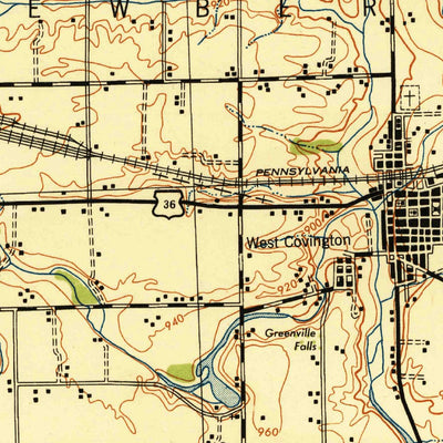 United States Geological Survey Covington, OH (1944, 62500-Scale) digital map