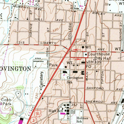 United States Geological Survey Covington, TN (1972, 24000-Scale) digital map