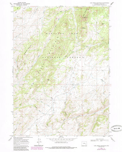 United States Geological Survey Cow Creek Mountain, WY (1968, 24000-Scale) digital map