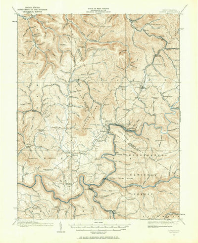 United States Geological Survey Cowen, WV (1915, 62500-Scale) digital map