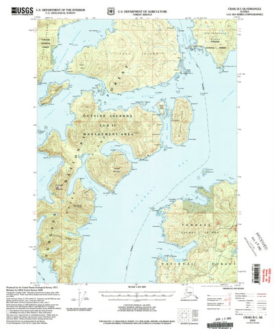 United States Geological Survey Craig B-5, AK (2000, 63360-Scale) digital map