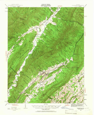 United States Geological Survey Craigsville, VA (1943, 62500-Scale) digital map