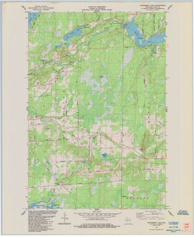 United States Geological Survey Cranberry Lake, WI (1984, 24000-Scale) digital map