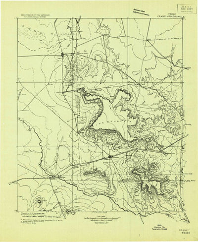 United States Geological Survey Crane, TX (1928, 125000-Scale) digital map