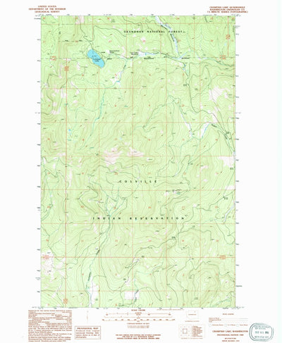 United States Geological Survey Crawfish Lake, WA (1989, 24000-Scale) digital map