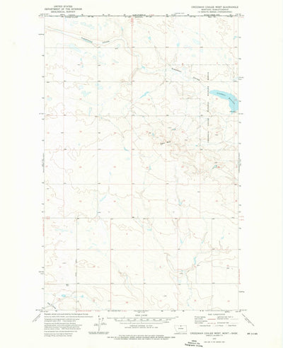 United States Geological Survey Creedman Coulee West, MT (1972, 24000-Scale) digital map