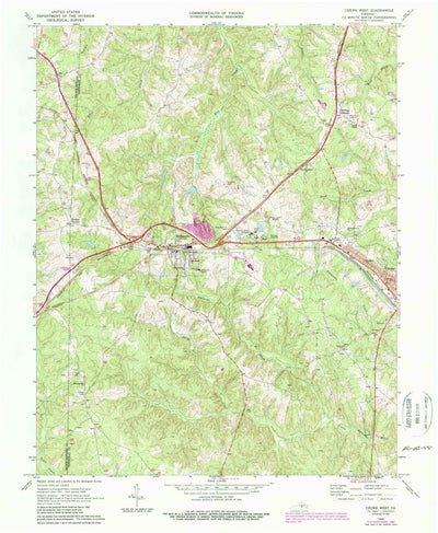 United States Geological Survey Crewe West, VA (1968, 24000-Scale) digital map
