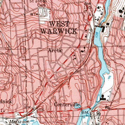 United States Geological Survey Crompton, RI (1995, 24000-Scale) digital map
