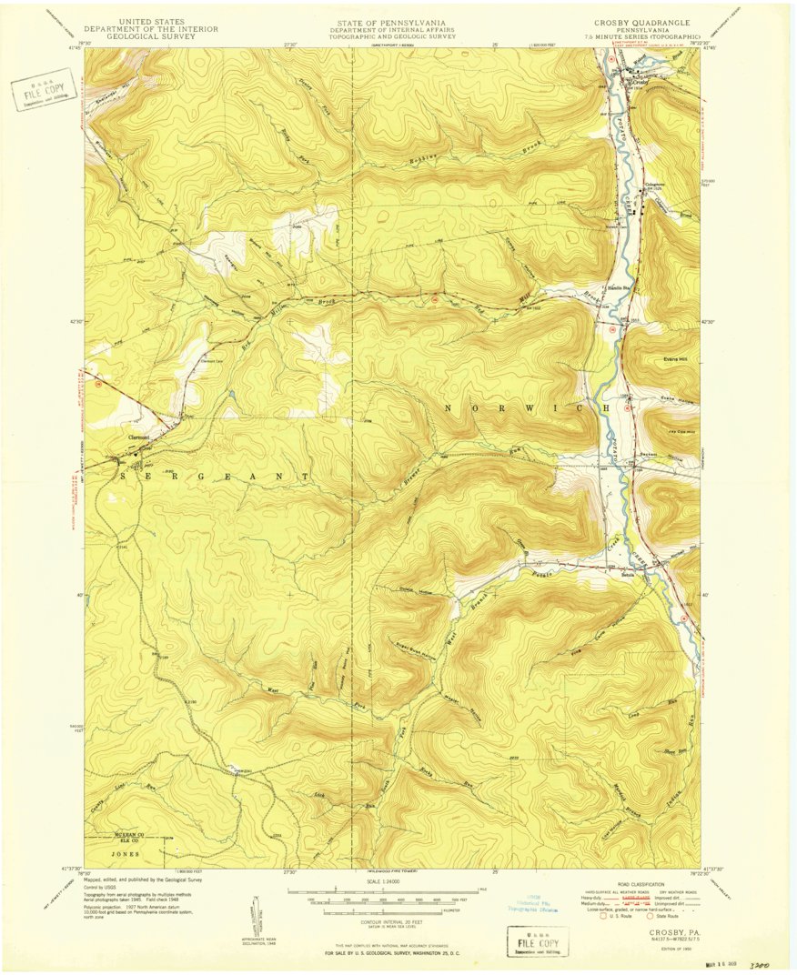 Crosby, PA (1950, 24000-Scale) Map by United States Geological Survey ...