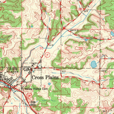 United States Geological Survey Cross Plains, WI (1962, 62500-Scale) digital map