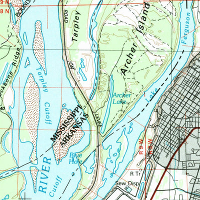 United States Geological Survey Crossett, AR-MS-LA (1986, 100000-Scale) digital map