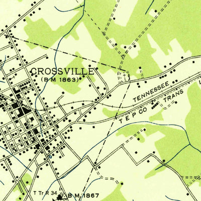 United States Geological Survey Crossville, TN (1936, 24000-Scale) digital map