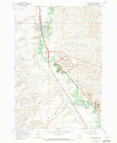 United States Geological Survey Crow Agency, MT (1967, 24000-Scale) digital map
