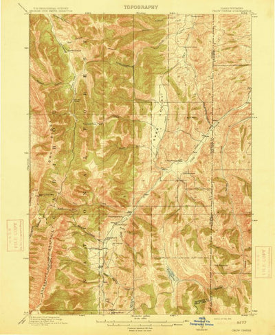 United States Geological Survey Crow Creek, WY-ID (1915, 62500-Scale) digital map