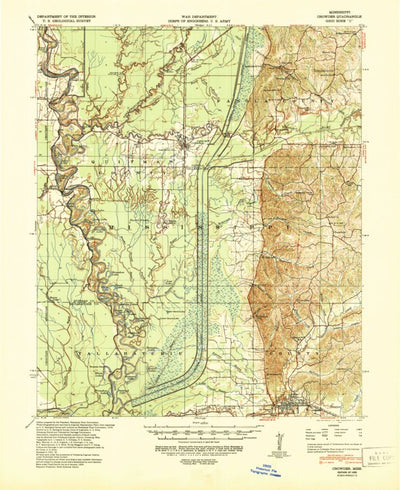 United States Geological Survey Crowder, MS (1939, 62500-Scale) digital map