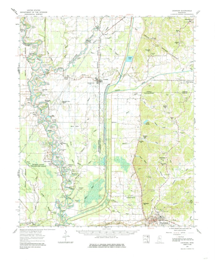 Crowder, MS (1962, 62500Scale) Map by United States Geological Survey Avenza Maps