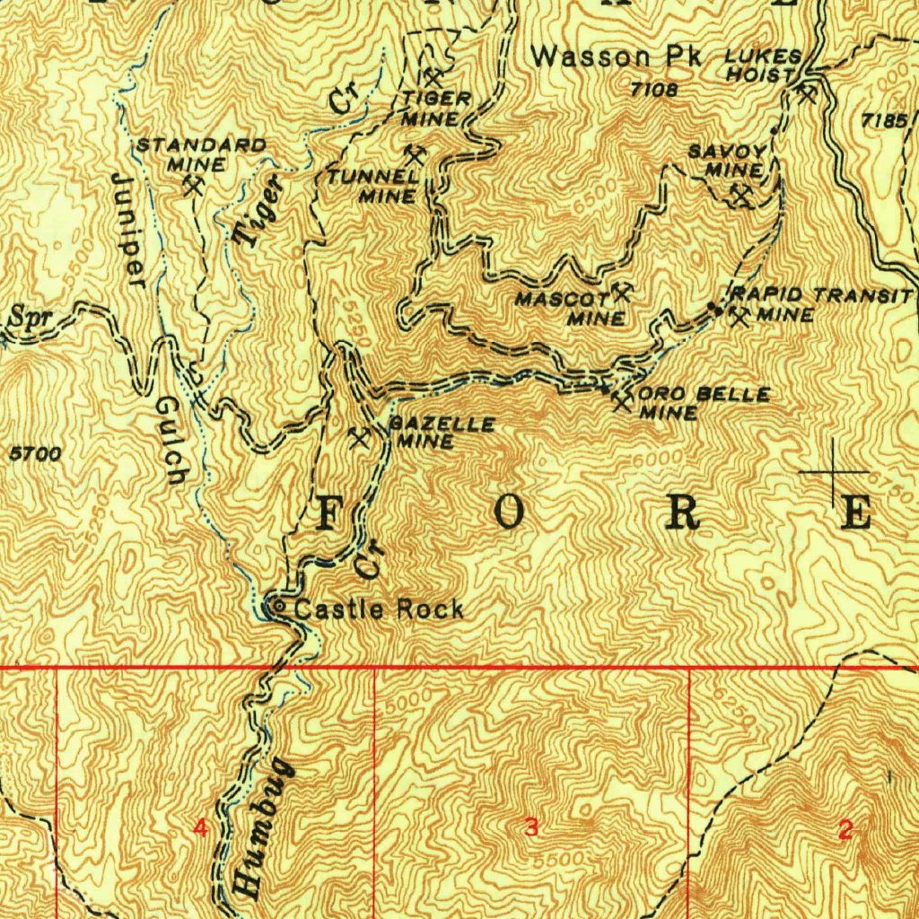 Crown Ridge Geography Crown King, AZ (1950, 62500-Scale) Map by United States Geological ...
