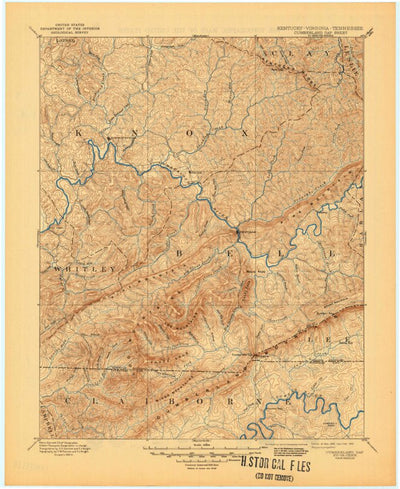 United States Geological Survey Cumberland Gap, KY-TN-VA (1891, 125000-Scale) digital map