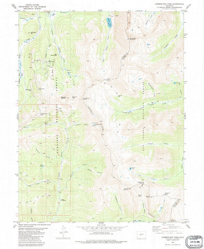 United States Geological Survey Cumberland Pass, CO (1982, 24000-Scale) digital map