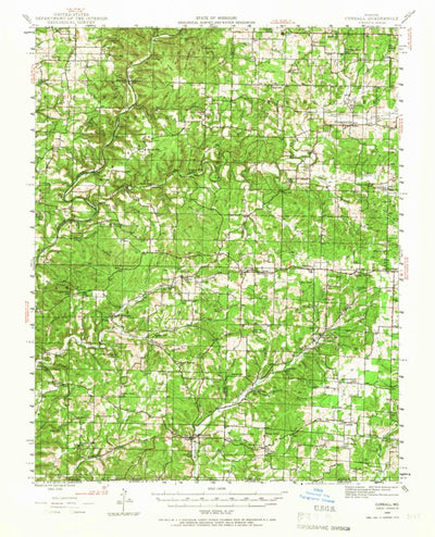 United States Geological Survey Cureall, MO (1944, 62500-Scale) digital map