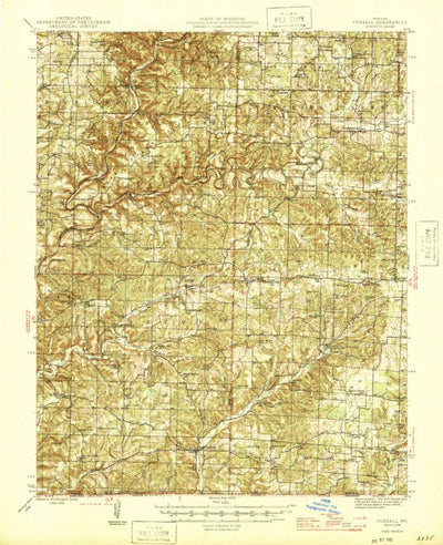 United States Geological Survey Cureall, MO (1946, 62500-Scale) digital map