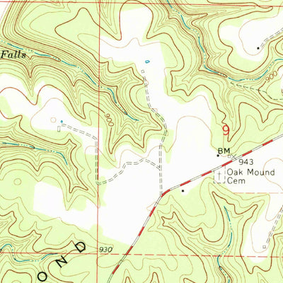 United States Geological Survey Cureall NW, MO (1968, 24000-Scale) digital map