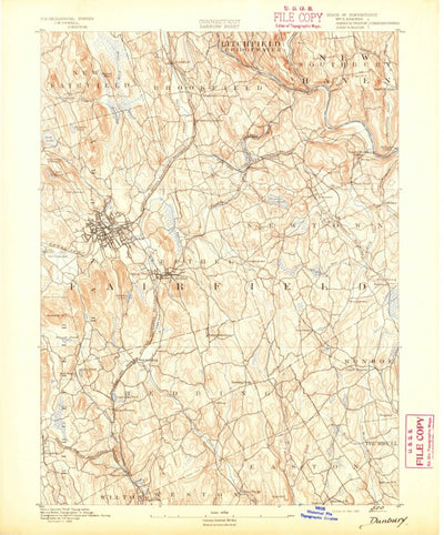United States Geological Survey Danbury, CT (1892, 62500-Scale) digital map