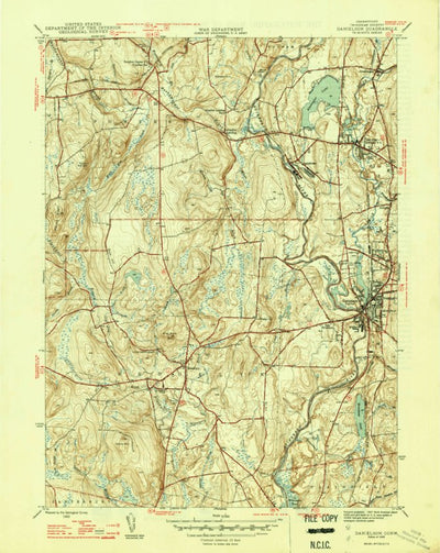 United States Geological Survey Danielson, CT (1946, 31680-Scale) digital map
