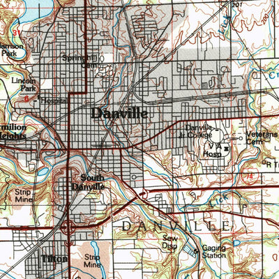 United States Geological Survey Danville, IL-IN (1987, 100000-Scale) digital map
